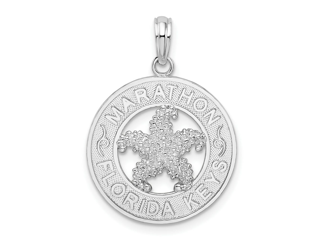 FJC Finejewelers 925 Sterling Silver  Marathon FL Keys Circle with Starfish Charm 25 x 18 mm