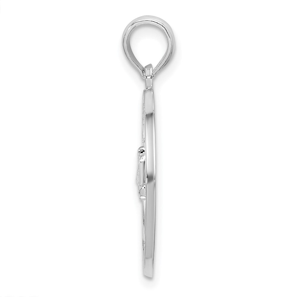 FJC Finejewelers 925 Sterling Silver Rhodium Plated Textured Charleston with Bridge Charm 25 x 18 mm
