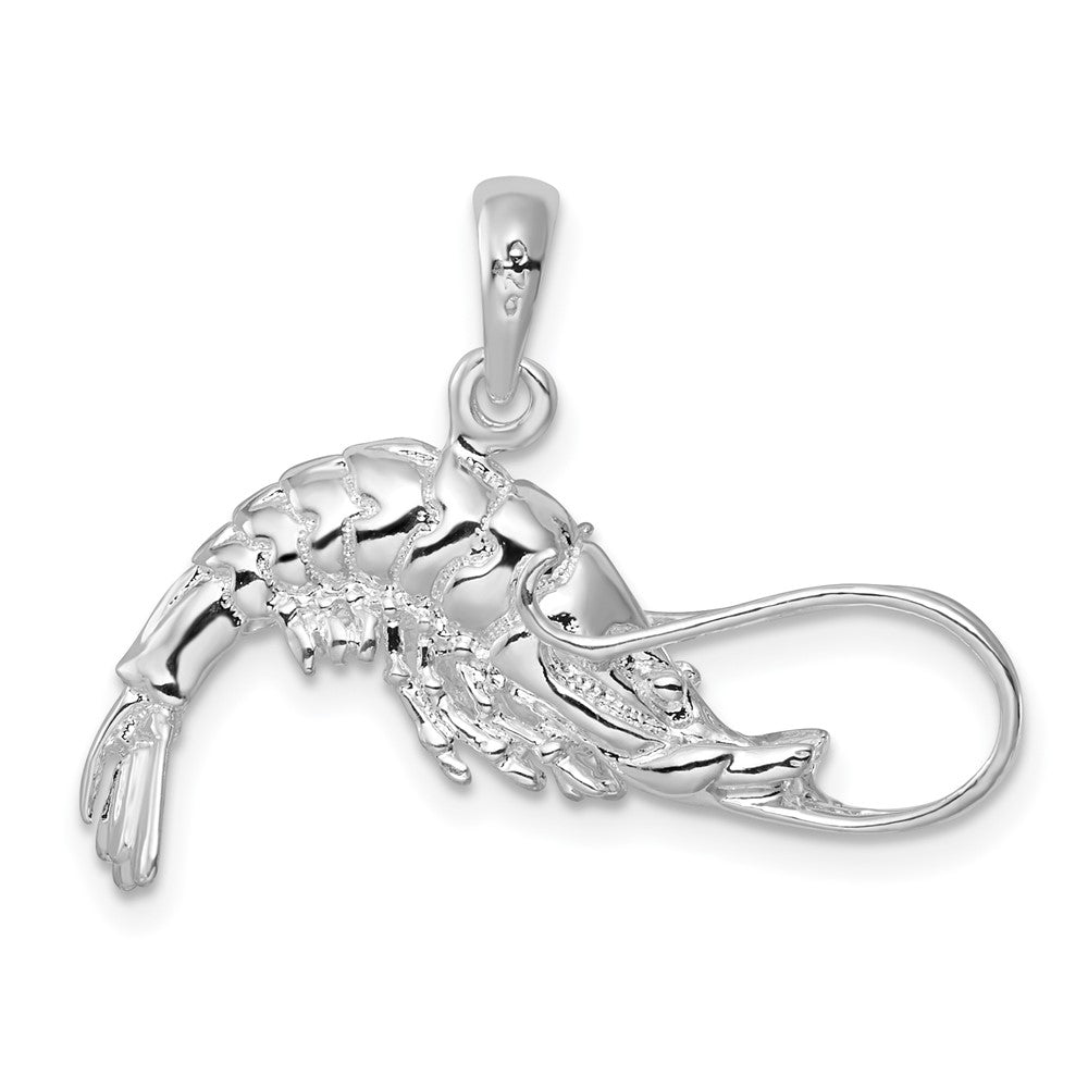 FJC Finejewelers 925 Sterling Silver Rhodium Plated Polished 3D Shrimp Charm 22 x 27 mm