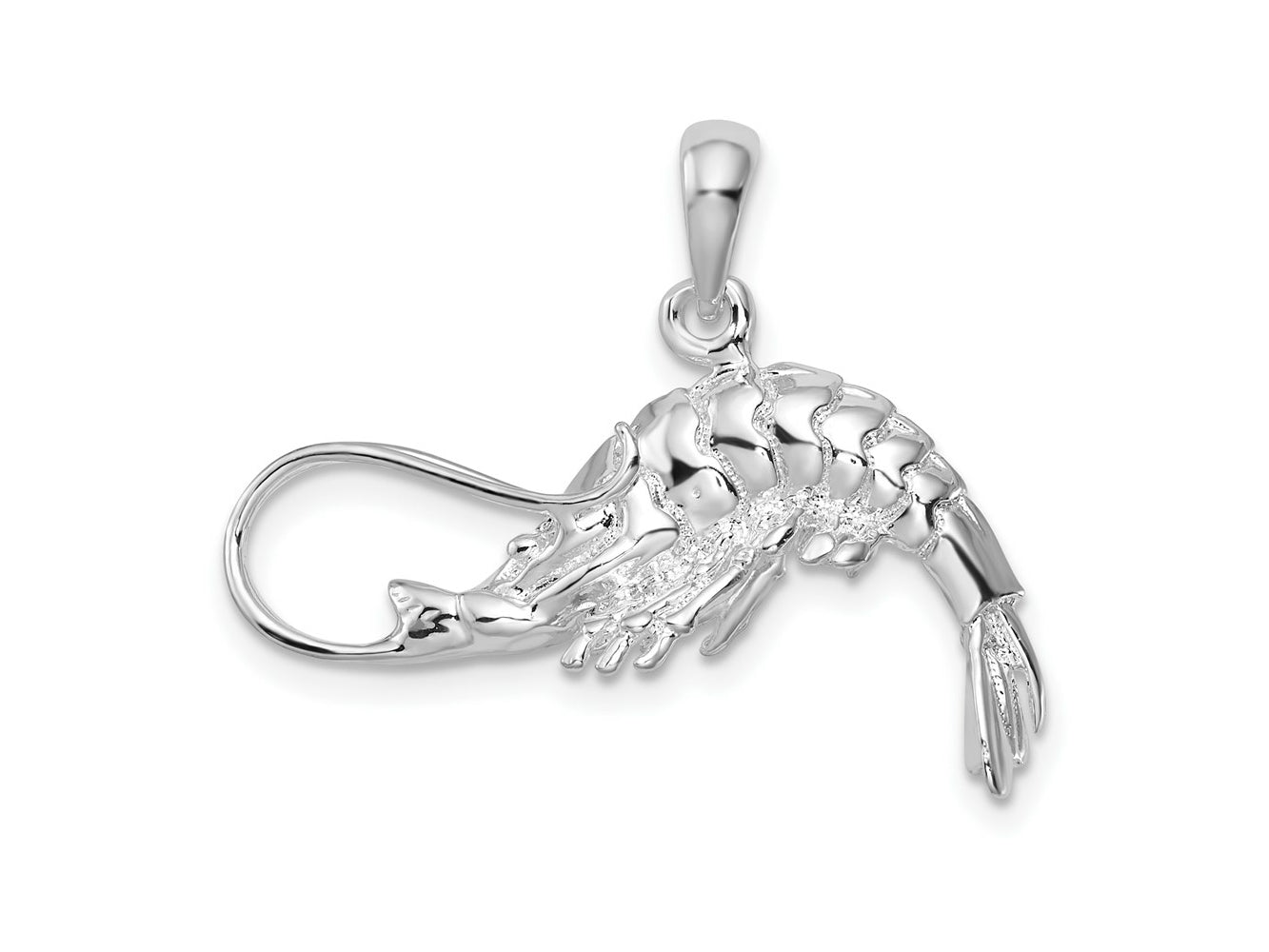 FJC Finejewelers 925 Sterling Silver Rhodium Plated Polished 3D Shrimp Charm 22 x 27 mm