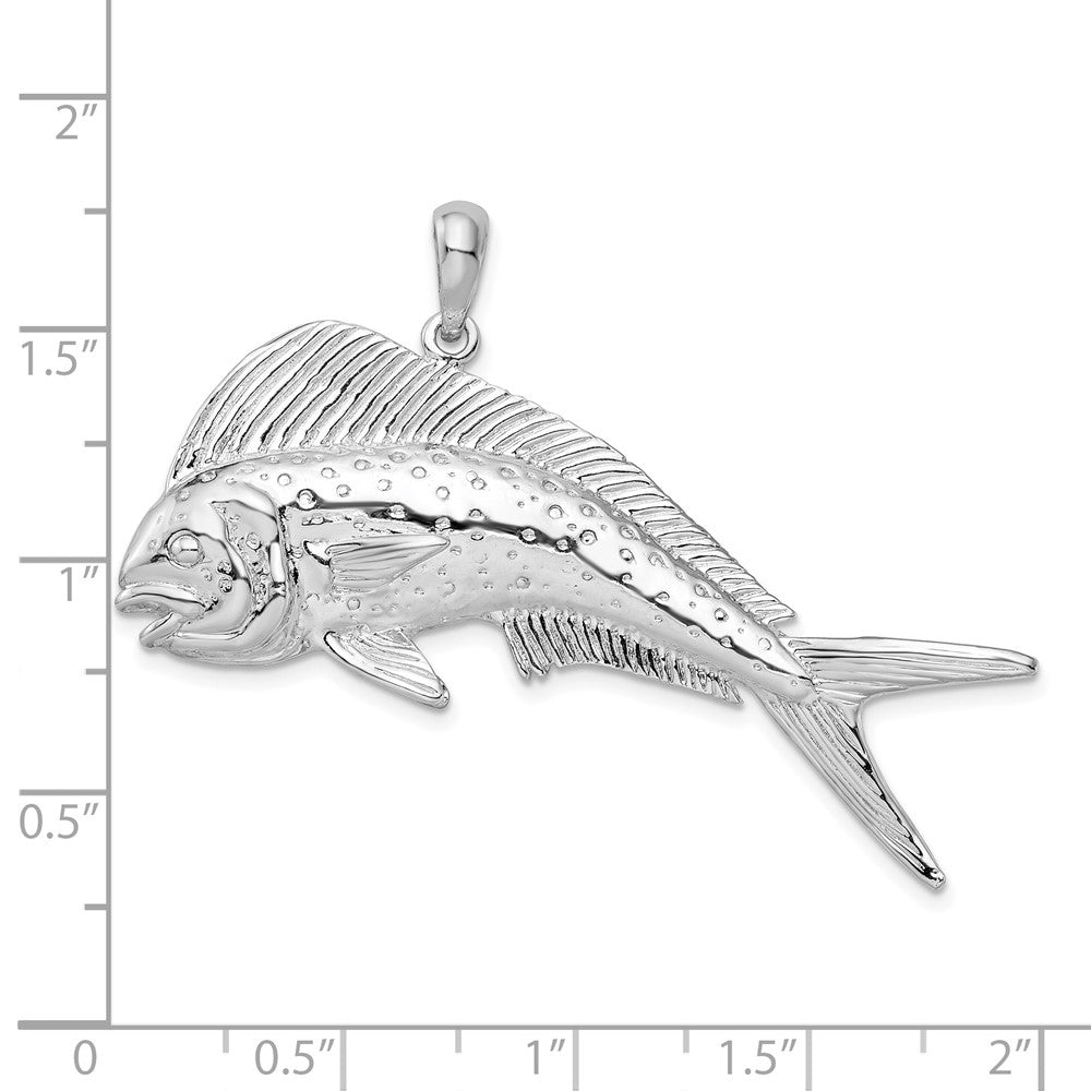 FJC Finejewelers 925 Sterling Silver Rhodium Plated Polished Mahi-Mahi Fish Charm 38 x 50 mm
