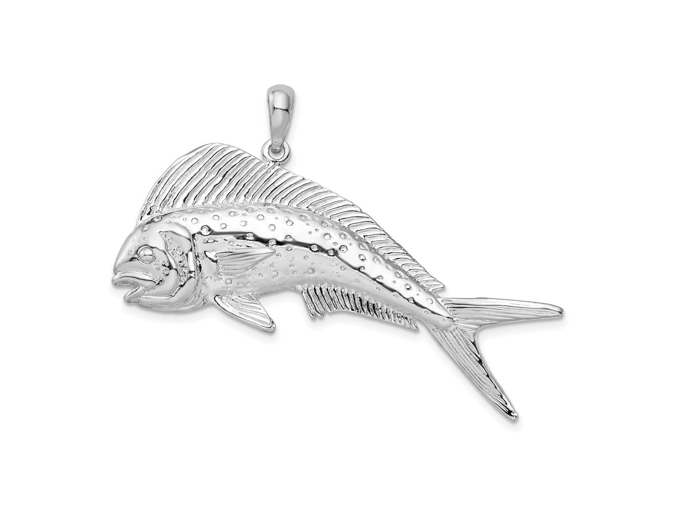 FJC Finejewelers 925 Sterling Silver Rhodium Plated Polished Mahi-Mahi Fish Charm 38 x 50 mm
