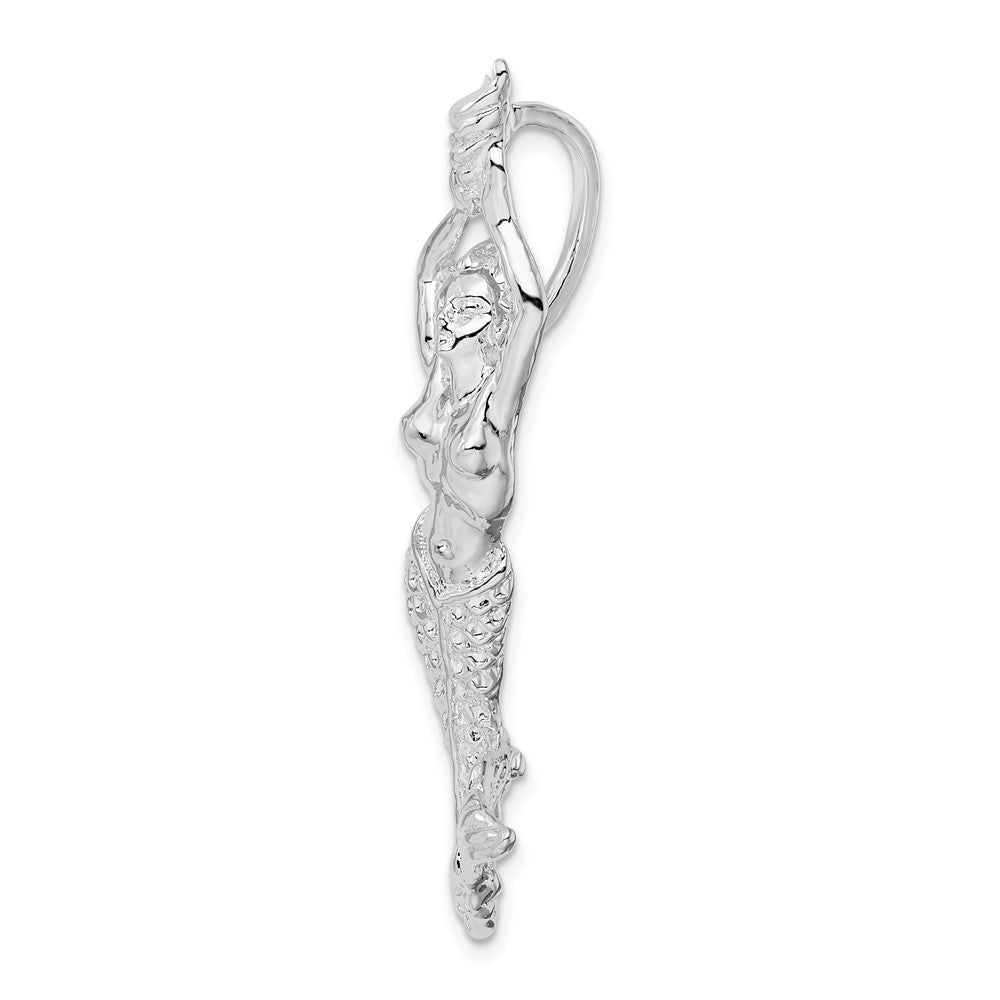 FJC Finejewelers 925 Sterling Silver Rhodium Plated Polished Large Mermaid with Shell Slide 45 x 20 mm