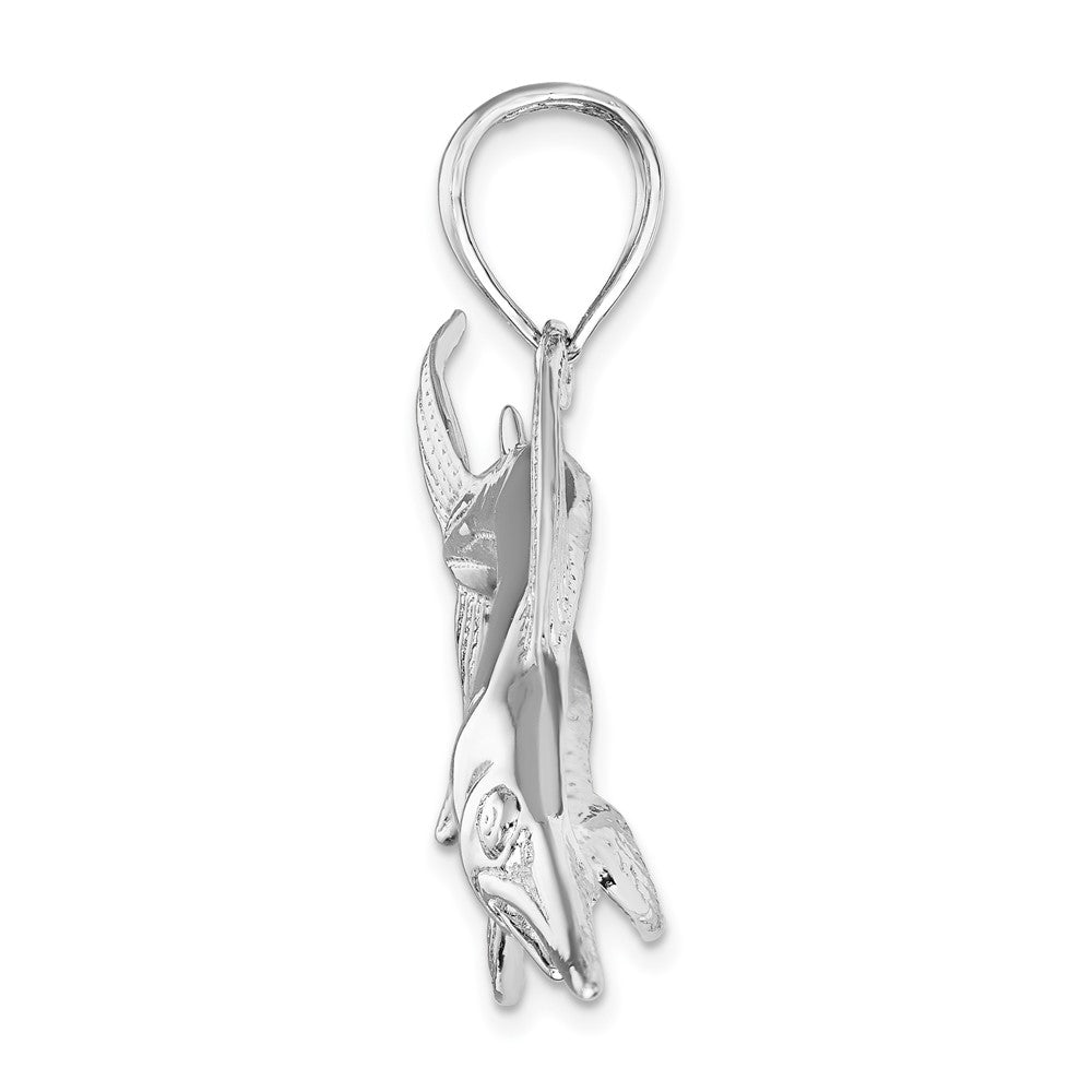 FJC Finejewelers 925 Sterling Silver Rhodium Plated Polished and Satin Swordfish Charm 43 x 73 mm