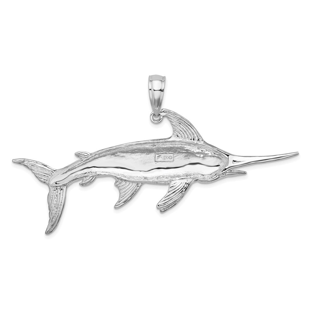 FJC Finejewelers 925 Sterling Silver Rhodium Plated Polished and Satin Swordfish Charm 43 x 73 mm