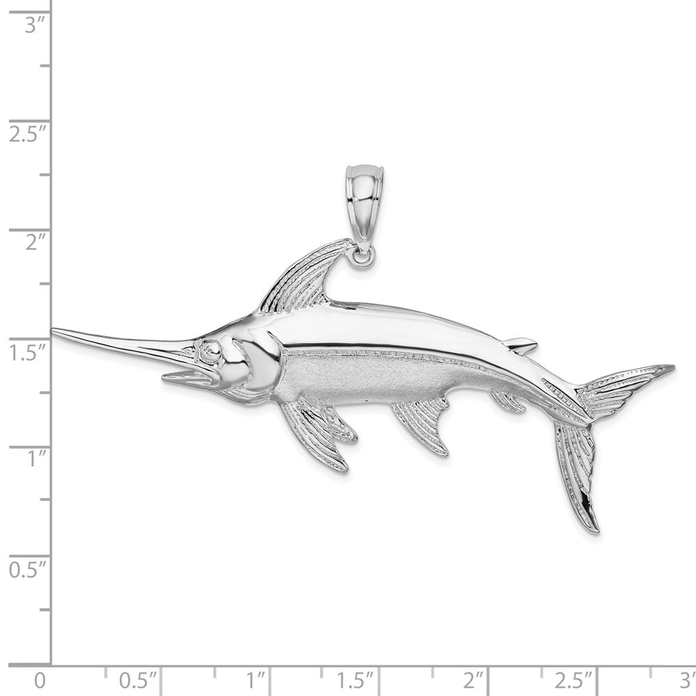 FJC Finejewelers 925 Sterling Silver Rhodium Plated Polished and Satin Swordfish Charm 43 x 73 mm