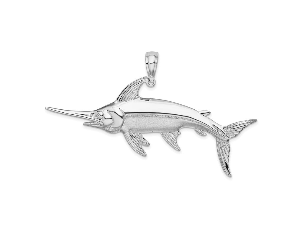 FJC Finejewelers 925 Sterling Silver Rhodium Plated Polished and Satin Swordfish Charm 43 x 73 mm