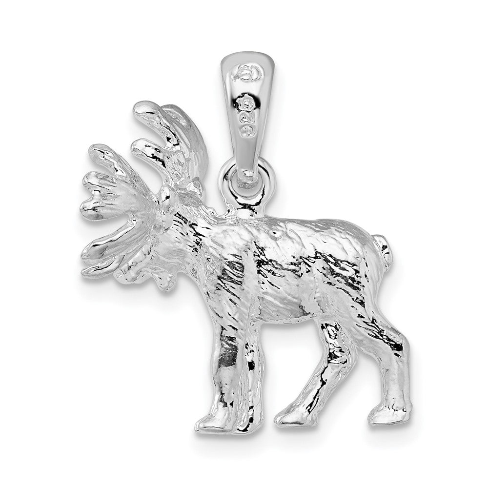 FJC Finejewelers 925 Sterling Silver Rhodium Plated Textured 3D Standing Moose Charm 18 mm