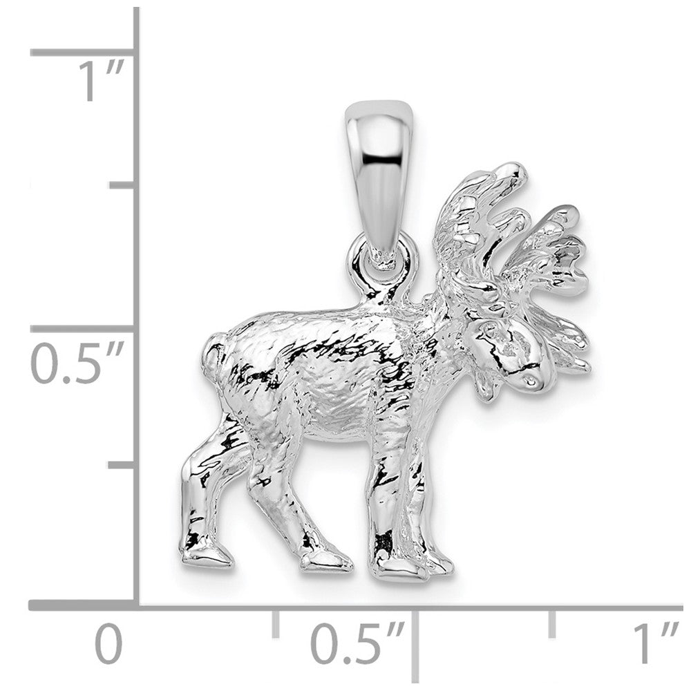 FJC Finejewelers 925 Sterling Silver Rhodium Plated Textured 3D Standing Moose Charm 18 mm