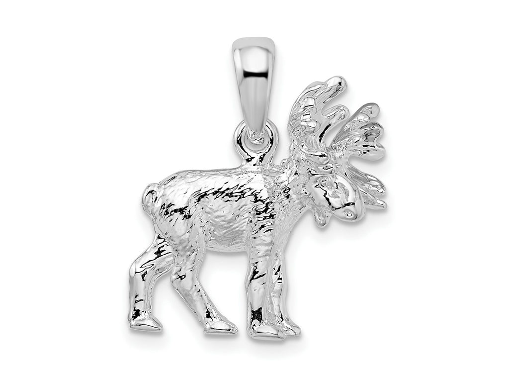 FJC Finejewelers 925 Sterling Silver Rhodium Plated Textured 3D Standing Moose Charm 18 mm