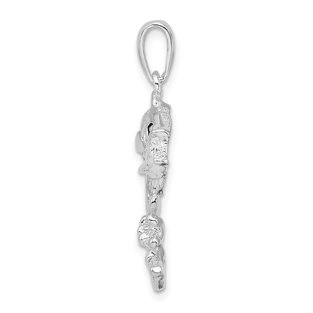 FJC Finejewelers 925 Sterling Silver Rhodium Plated Polished Jumping Bass Fish Charm 30 x 19 mm