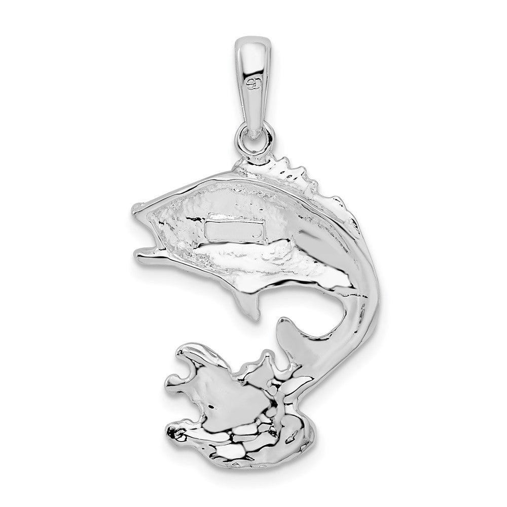 FJC Finejewelers 925 Sterling Silver Rhodium Plated Polished Jumping Bass Fish Charm 30 x 19 mm