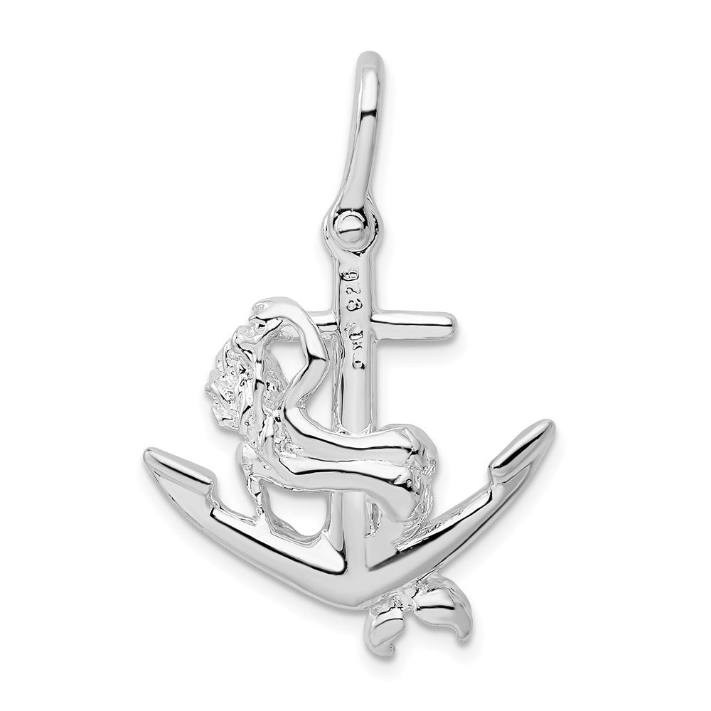 FJC Finejewelers 925 Sterling Silver Rhodium Plated Polished 3D Anchor with Mermaid Charm 33 x 22 mm