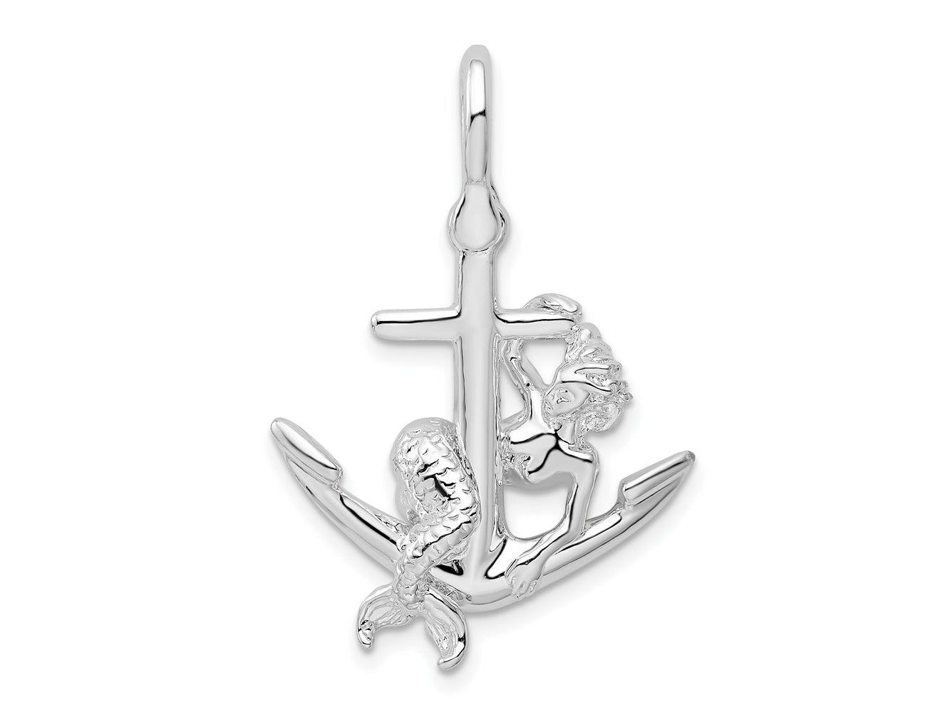 FJC Finejewelers 925 Sterling Silver Rhodium Plated Polished 3D Anchor with Mermaid Charm 33 x 22 mm