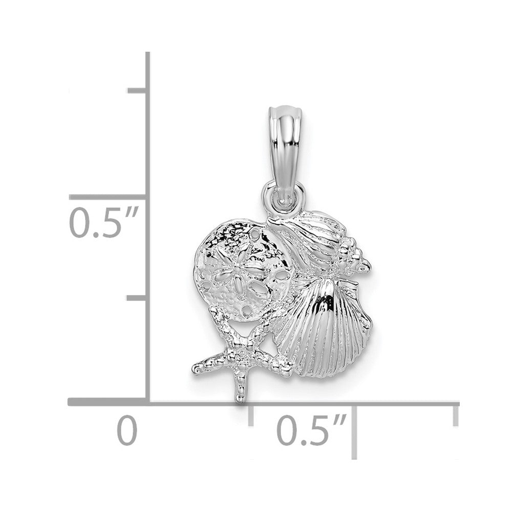FJC Finejewelers 925 Sterling Silver Rhodium Plated Polished Shell Cluster Charm 18 x 11 mm