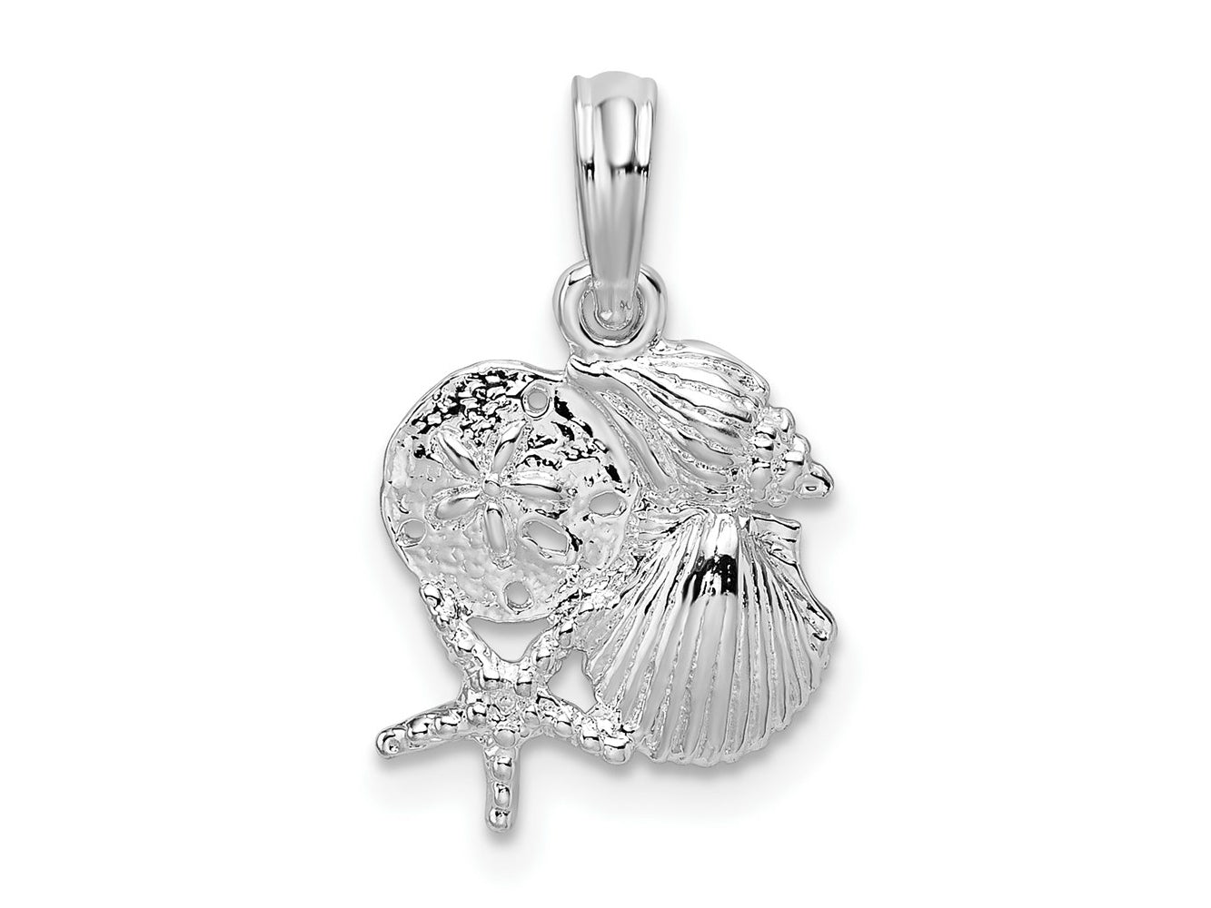 FJC Finejewelers 925 Sterling Silver Rhodium Plated Polished Shell Cluster Charm 18 x 11 mm