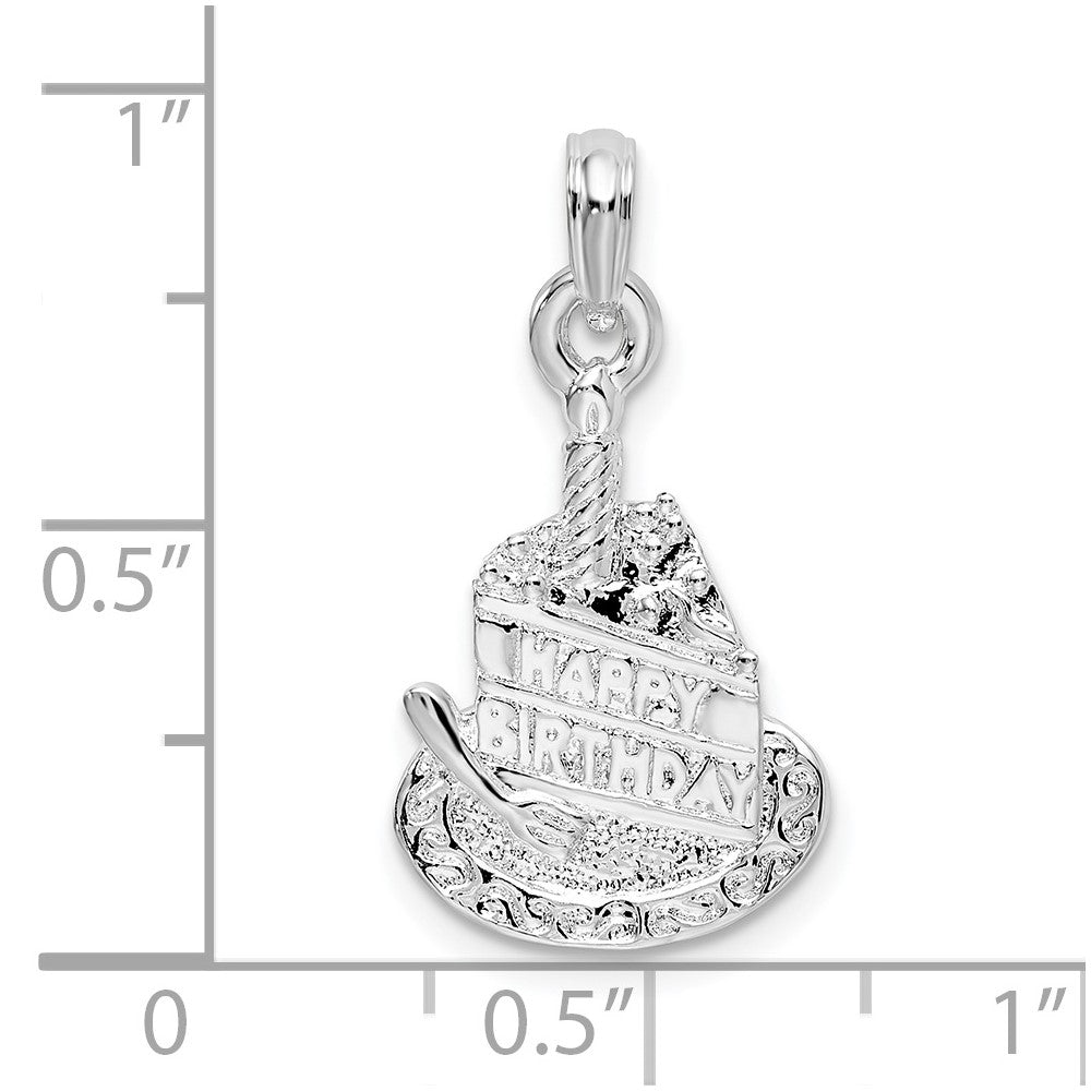 FJC Finejewelers 925 Sterling Silver Polished Happy Birthday Slice of Cake Charm