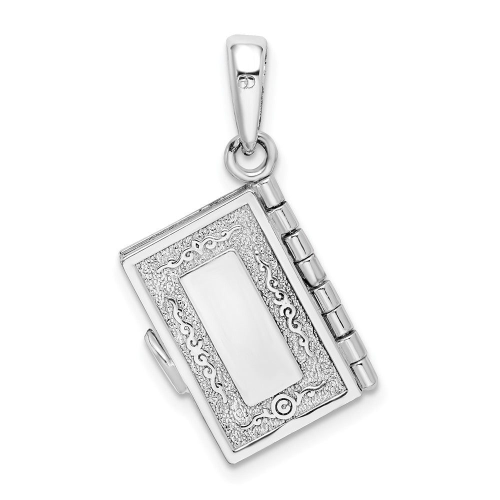FJC Finejewelers 925 Sterling Silver Rhodium Plated Moveable 3D Lord's Prayer Bible Charm 27 x 15 mm