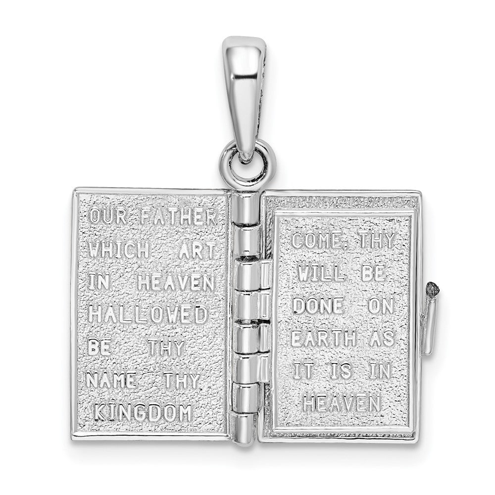 FJC Finejewelers 925 Sterling Silver Rhodium Plated Moveable 3D Lord's Prayer Bible Charm 27 x 15 mm
