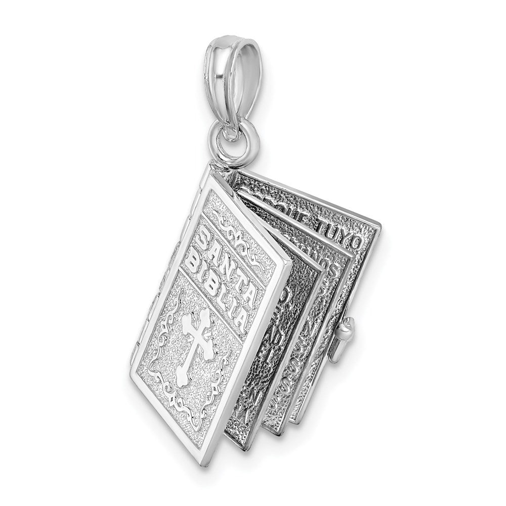 FJC Finejewelers 925 Sterling Silver Rhodium Plated Moveable 3D Spanish Santa Biblia Charm 25 x 15 mm