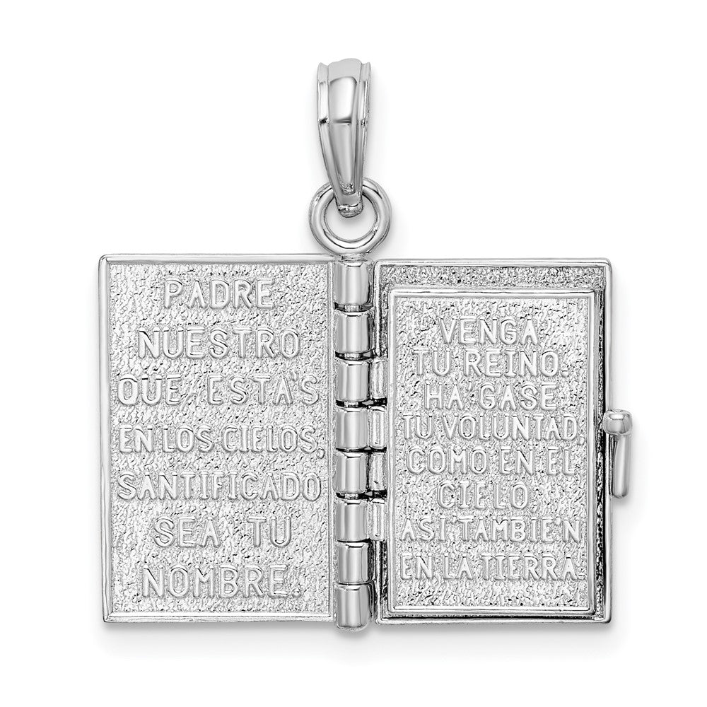 FJC Finejewelers 925 Sterling Silver Rhodium Plated Moveable 3D Spanish Santa Biblia Charm 25 x 15 mm