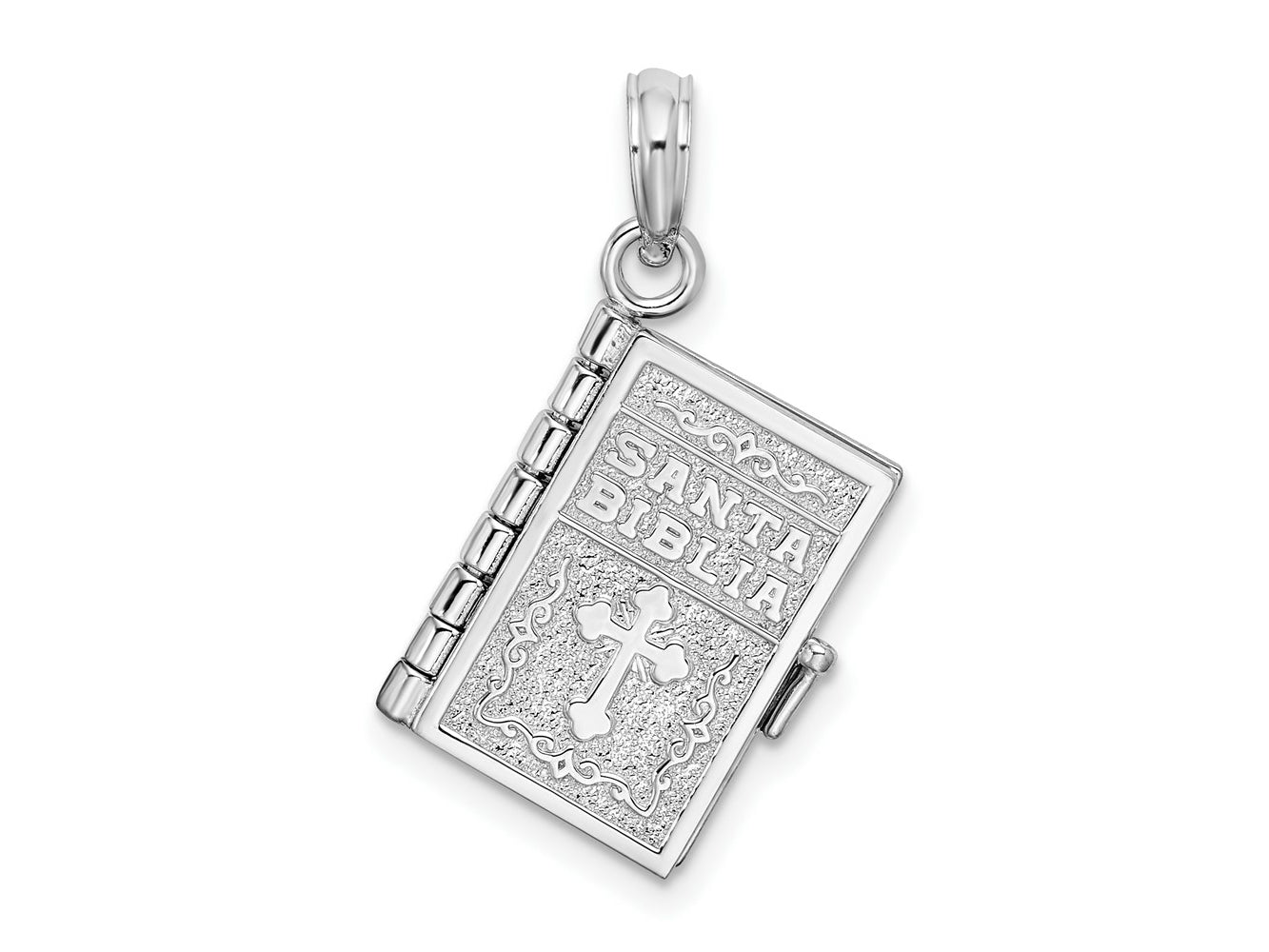 FJC Finejewelers 925 Sterling Silver Rhodium Plated Moveable 3D Spanish Santa Biblia Charm 25 x 15 mm
