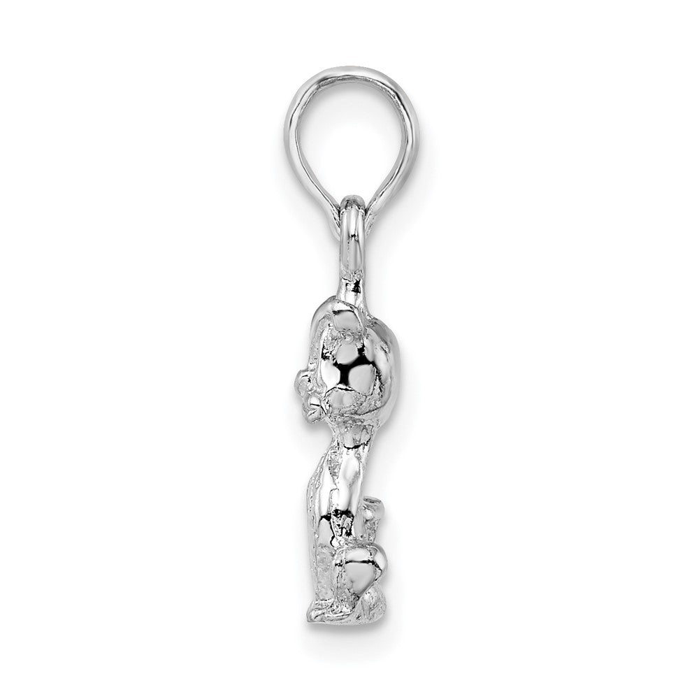 FJC Finejewelers 925 Sterling Silver Rhodium Plated Polished 3D Mini Sitting Cat Charm 7 mm
