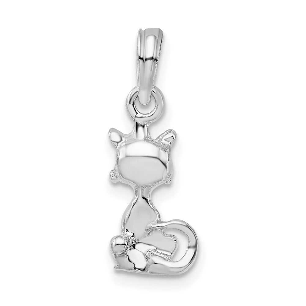 FJC Finejewelers 925 Sterling Silver Rhodium Plated Polished 3D Mini Sitting Cat Charm 7 mm