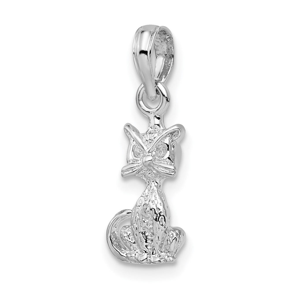 FJC Finejewelers 925 Sterling Silver Rhodium Plated Polished 3D Mini Sitting Cat Charm 7 mm