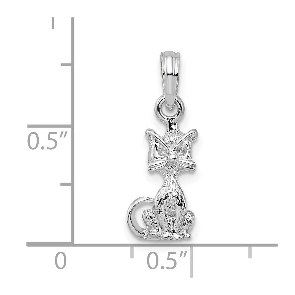 FJC Finejewelers 925 Sterling Silver Rhodium Plated Polished 3D Mini Sitting Cat Charm 7 mm