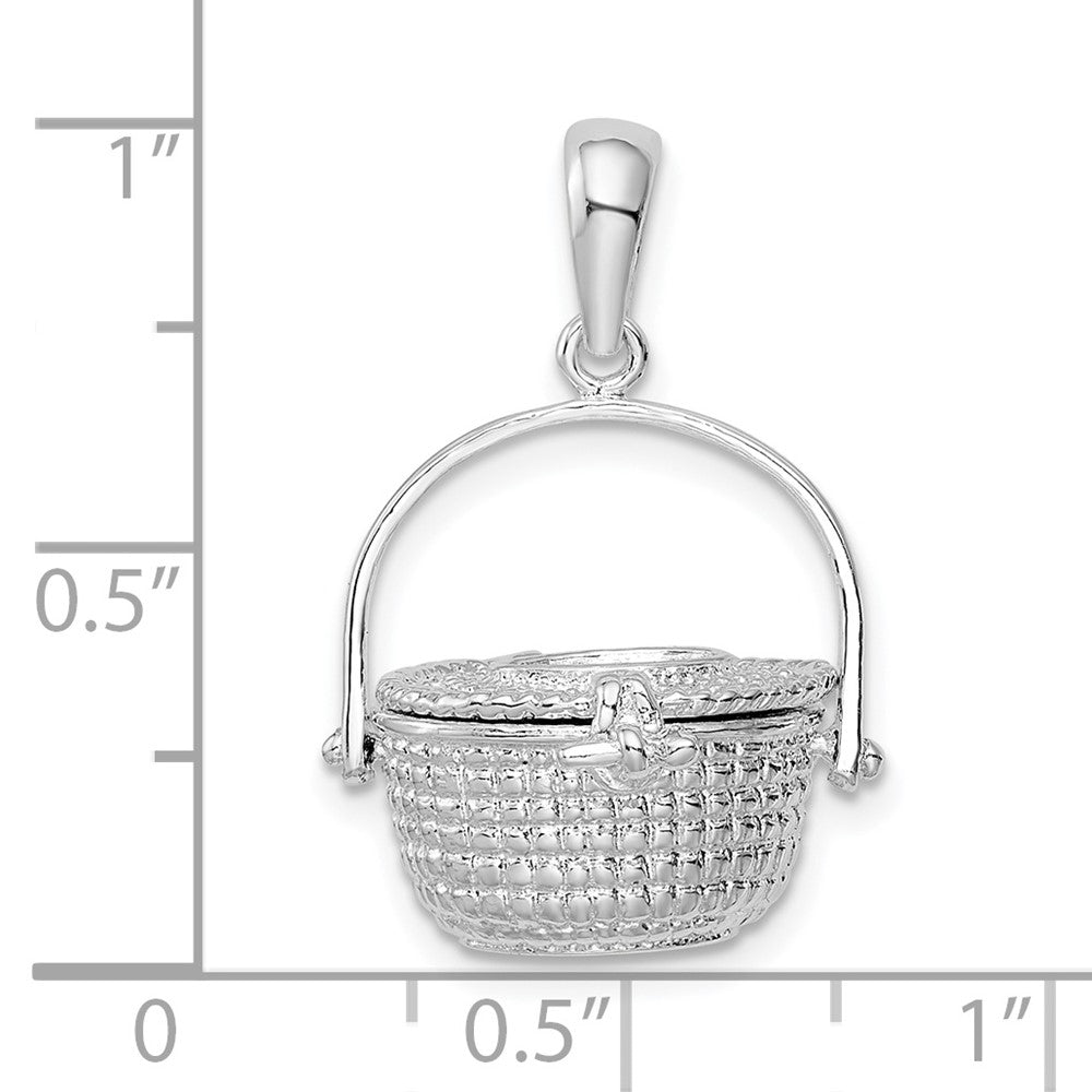 FJC Finejewelers 925 Sterling Silver Rhodium Plated Polished 3D Nantucket Basket Charm 25 x 16 mm