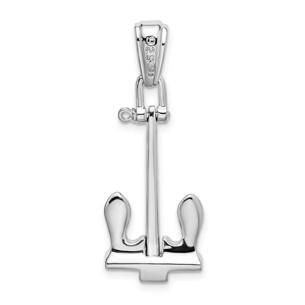 FJC Finejewelers 925 Sterling Silver Rhodium Plated Polished 3D Large Navy Anchor Charm 35 x 13 mm