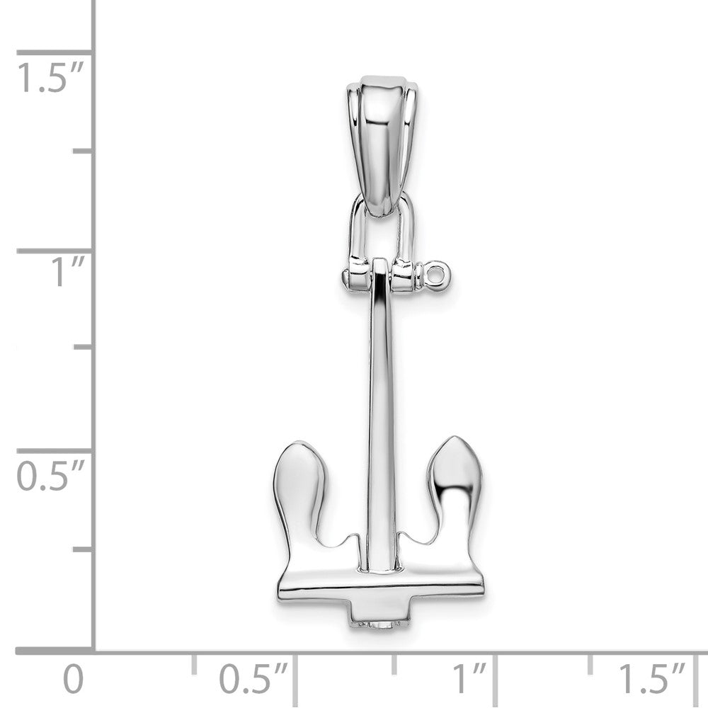 FJC Finejewelers 925 Sterling Silver Rhodium Plated Polished 3D Large Navy Anchor Charm 35 x 13 mm