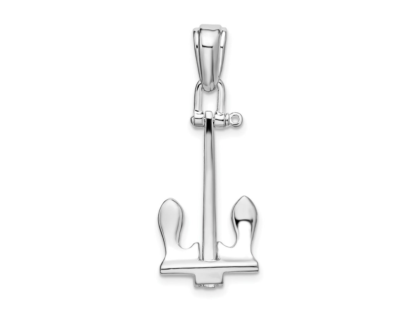 FJC Finejewelers 925 Sterling Silver Rhodium Plated Polished 3D Large Navy Anchor Charm 35 x 13 mm