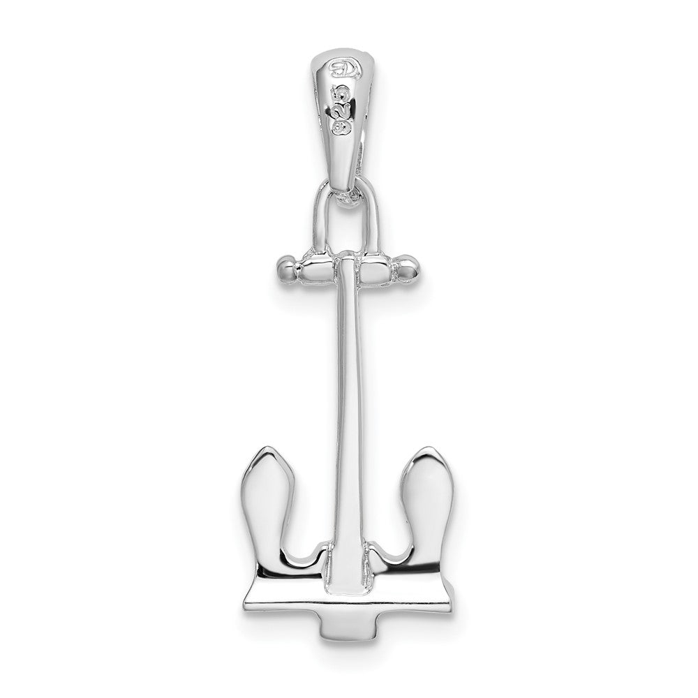 FJC Finejewelers 925 Sterling Silver Rhodium Plated Polished 3D Navy Anchor Charm 28 x 9 mm