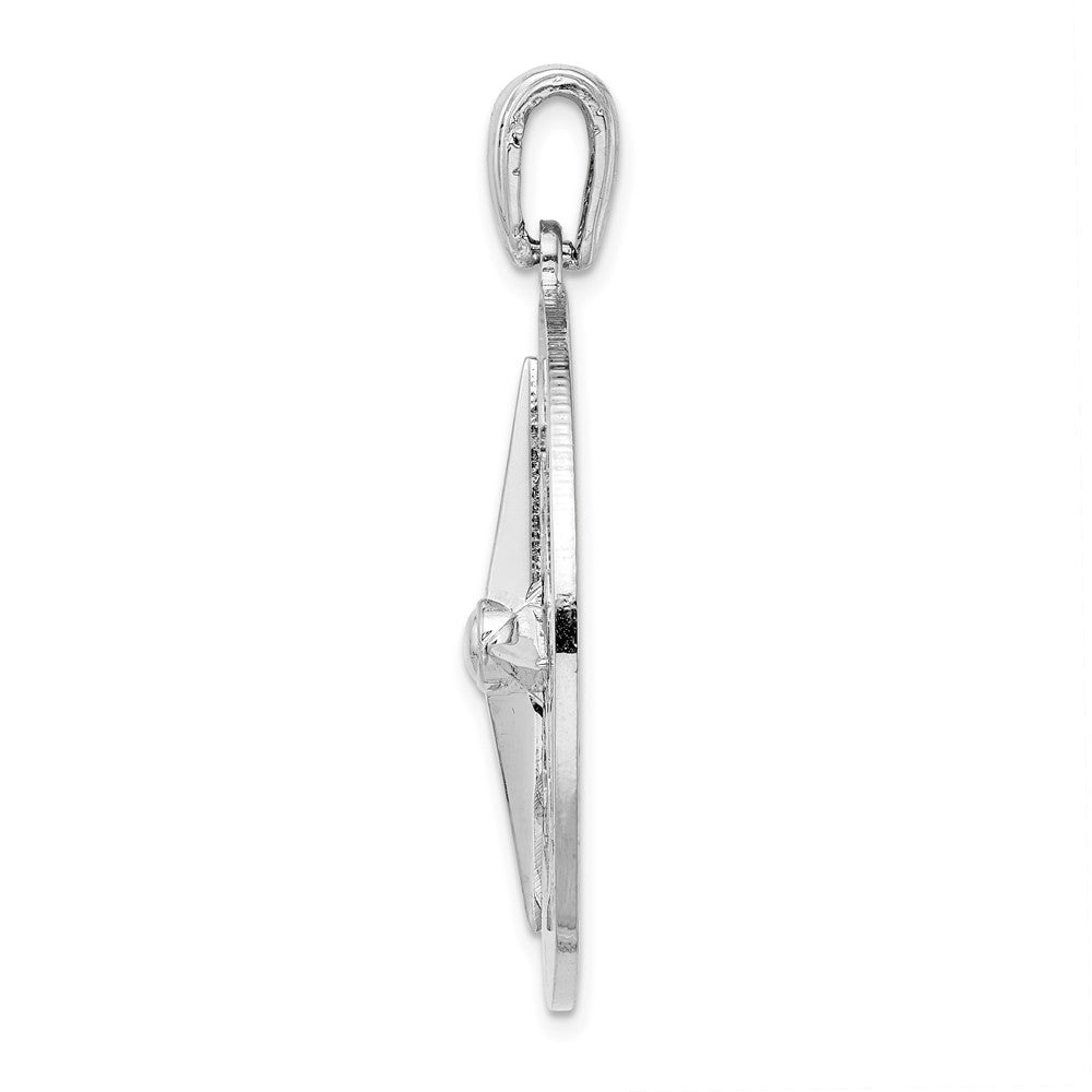 FJC Finejewelers 925 Sterling Silver Rhodium Plated Polished Large Nautical Compass Charm 41 x 31 mm
