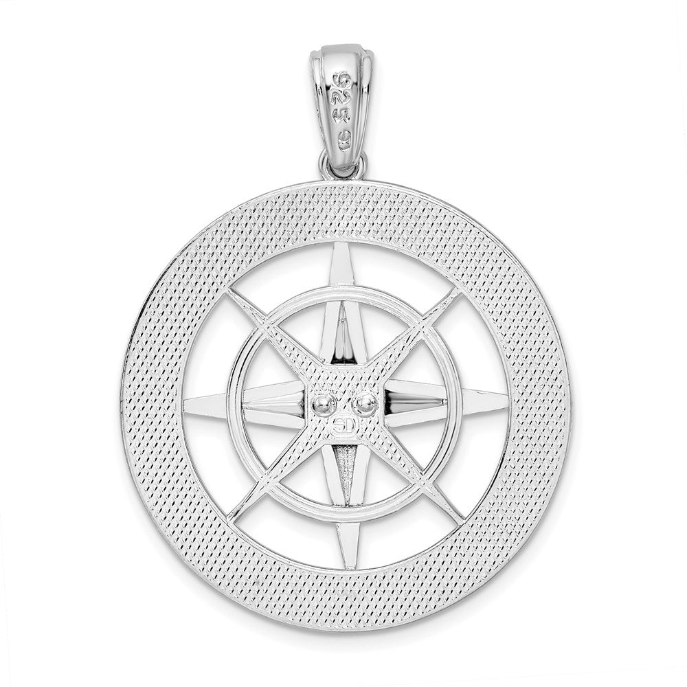 FJC Finejewelers 925 Sterling Silver Rhodium Plated Polished Large Nautical Compass Charm 41 x 31 mm