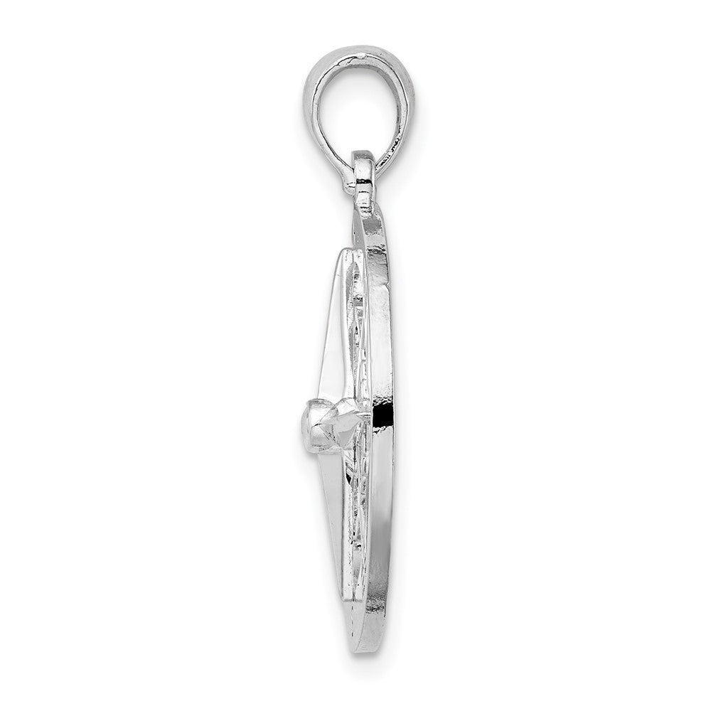 FJC Finejewelers 925 Sterling Silver Rhodium Plated Polished Nautical Compass Charm 28 x 20 mm