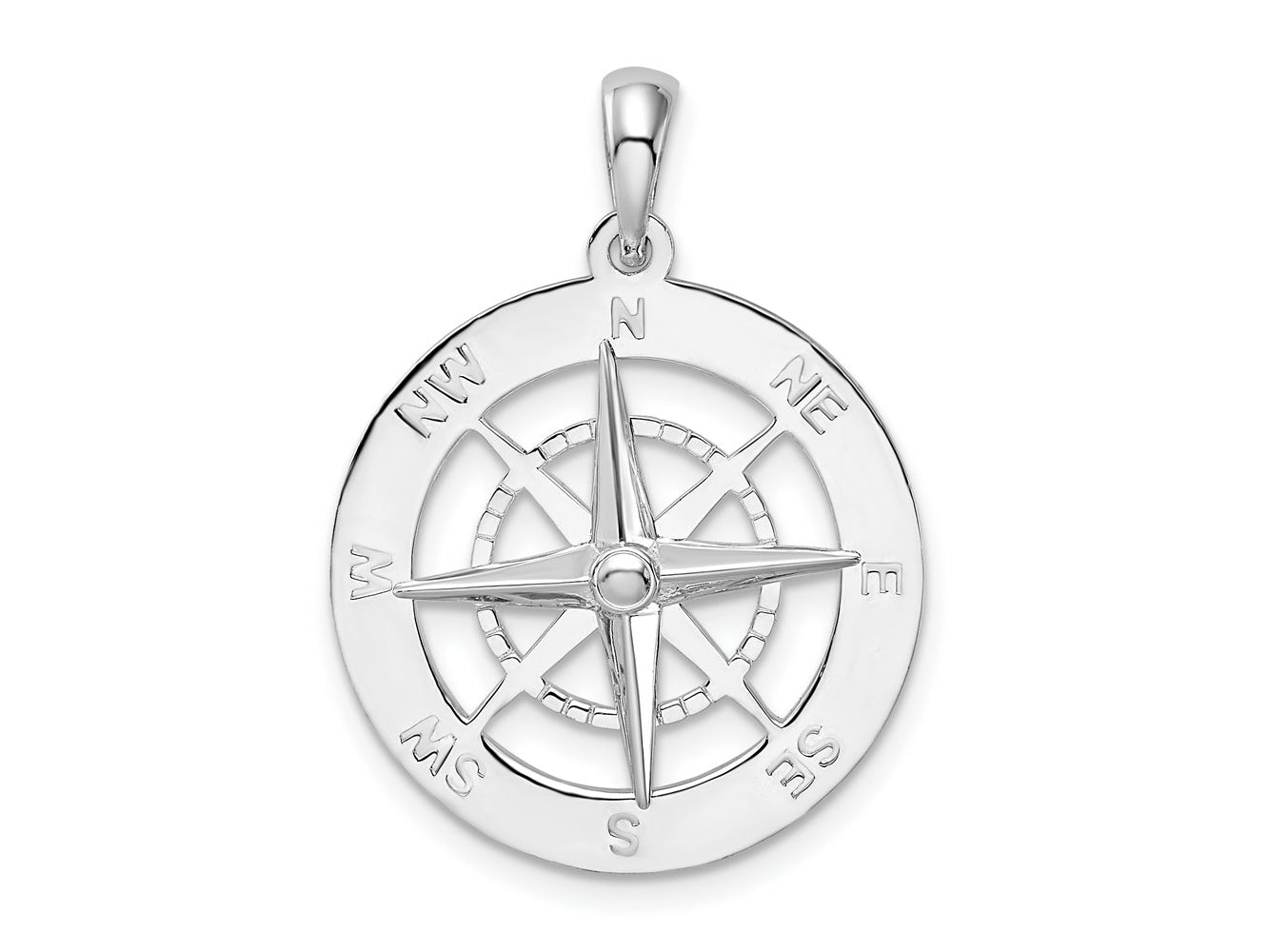 FJC Finejewelers 925 Sterling Silver Rhodium Plated Polished Nautical Compass Charm 28 x 20 mm