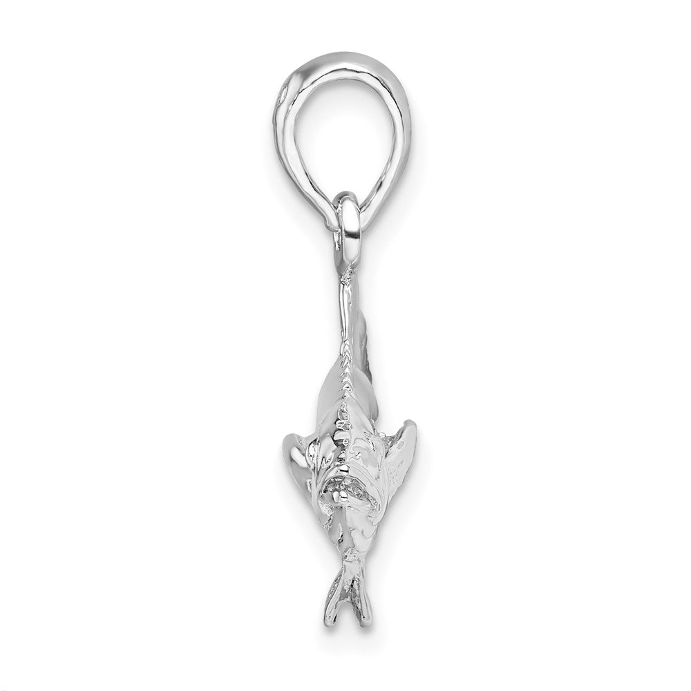 FJC Finejewelers 925 Sterling Silver Rhodium Plated Polished 3D Cobia Fish Charm 21 x 39 mm