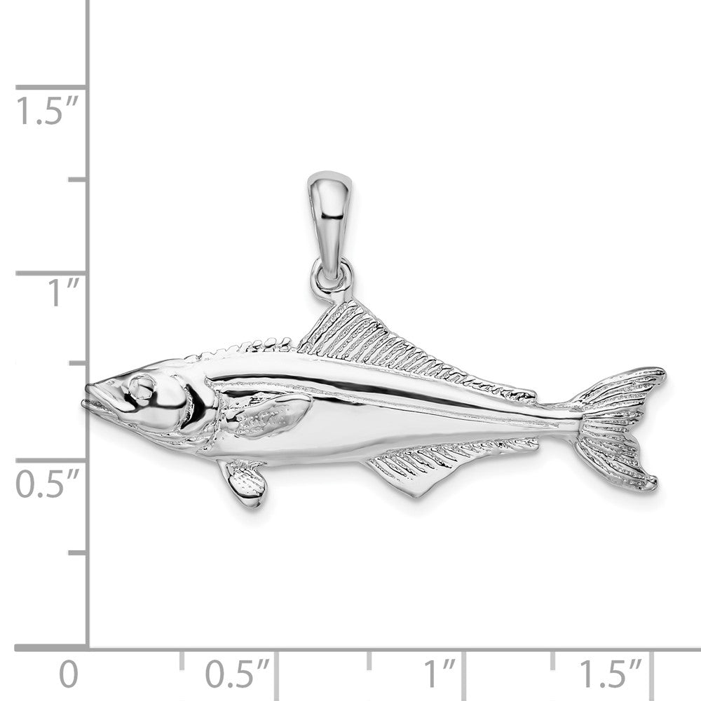 FJC Finejewelers 925 Sterling Silver Rhodium Plated Polished 3D Cobia Fish Charm 21 x 39 mm