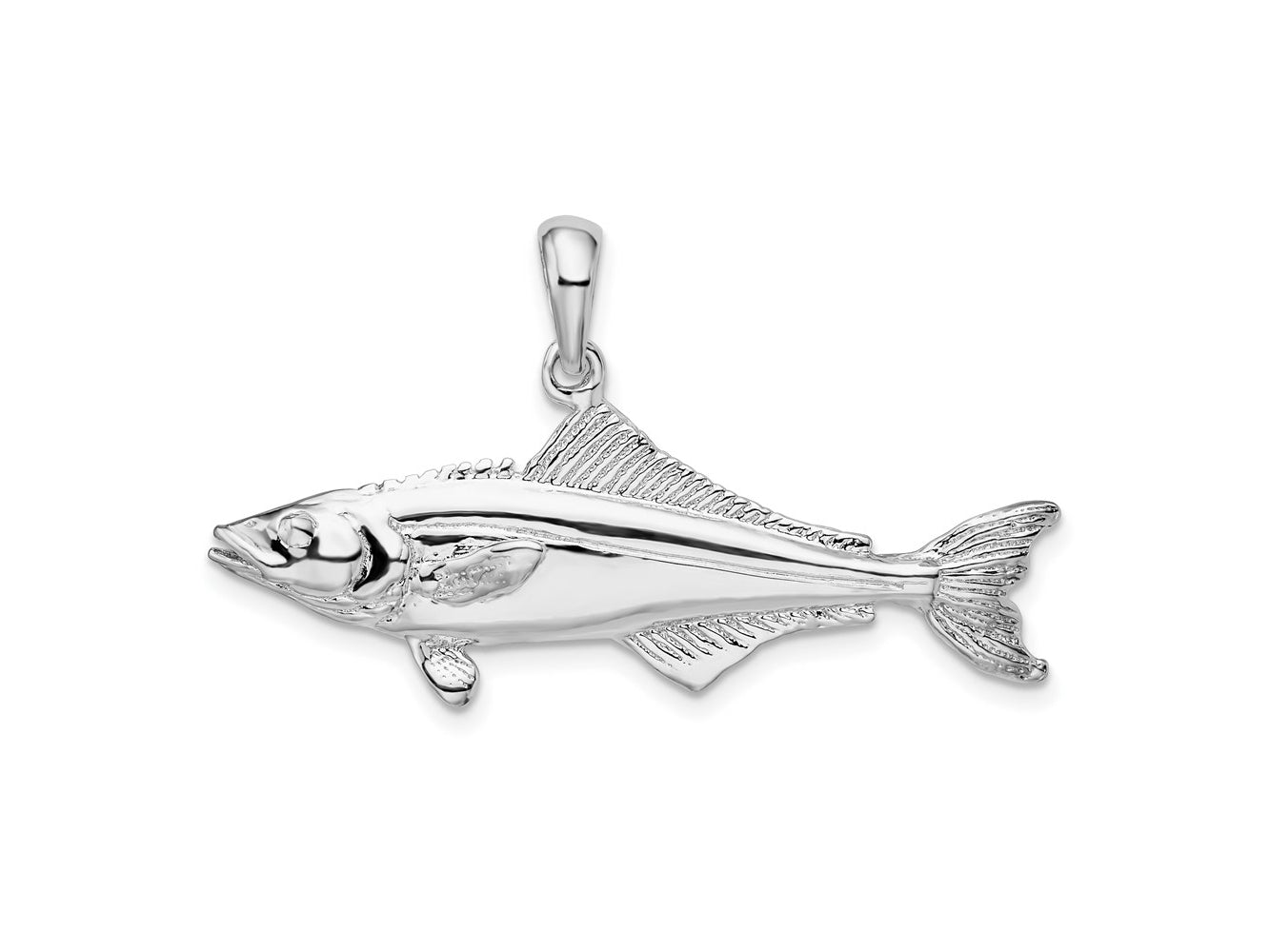 FJC Finejewelers 925 Sterling Silver Rhodium Plated Polished 3D Cobia Fish Charm 21 x 39 mm