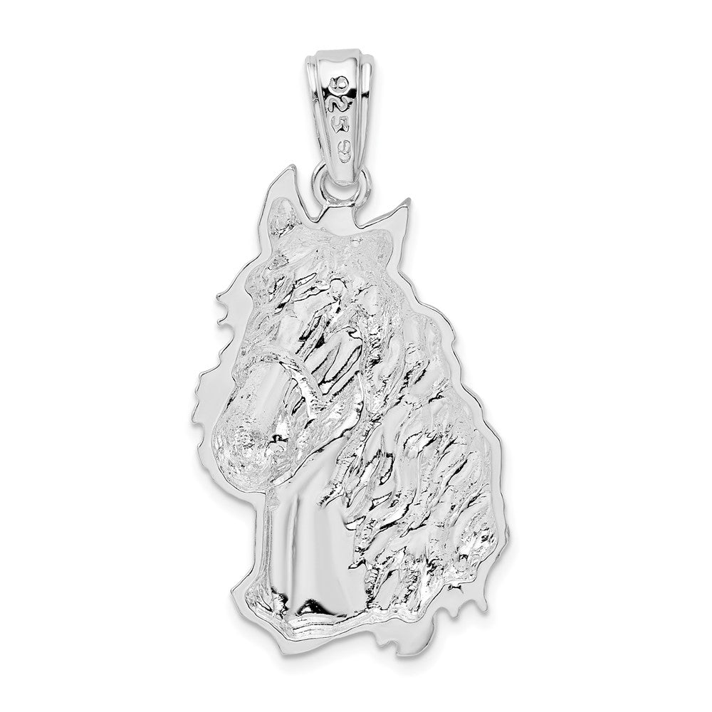 FJC Finejewelers 925 Sterling Silver Rhodium Plated Polished Large Horse Head Charm 21 mm