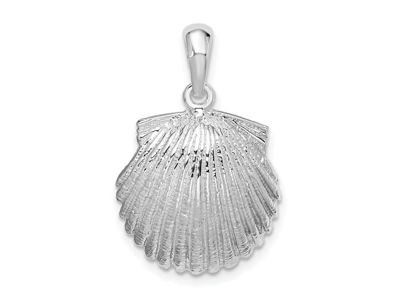 FJC Finejewelers 925 Sterling Silver Rhodium Plated Polished Scallop Shell Charm 25 x 16 mm