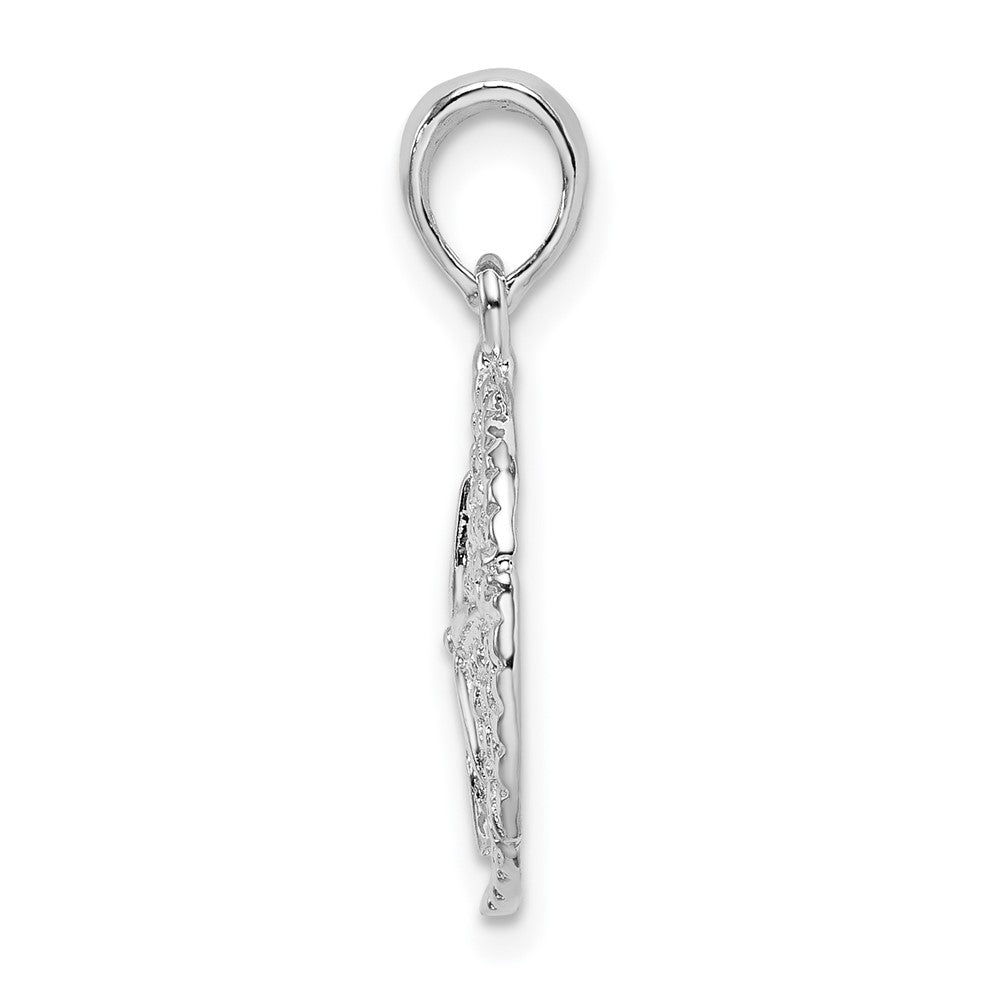 FJC Finejewelers 925 Sterling Silver Rhodium Plated Polished/Textured Sand Dollar Charm 22 x 14 mm