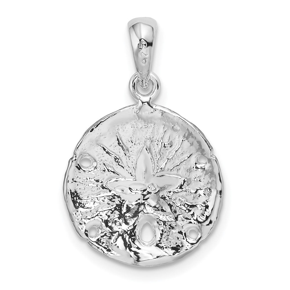 FJC Finejewelers 925 Sterling Silver Rhodium Plated Polished/Textured Sand Dollar Charm 22 x 14 mm