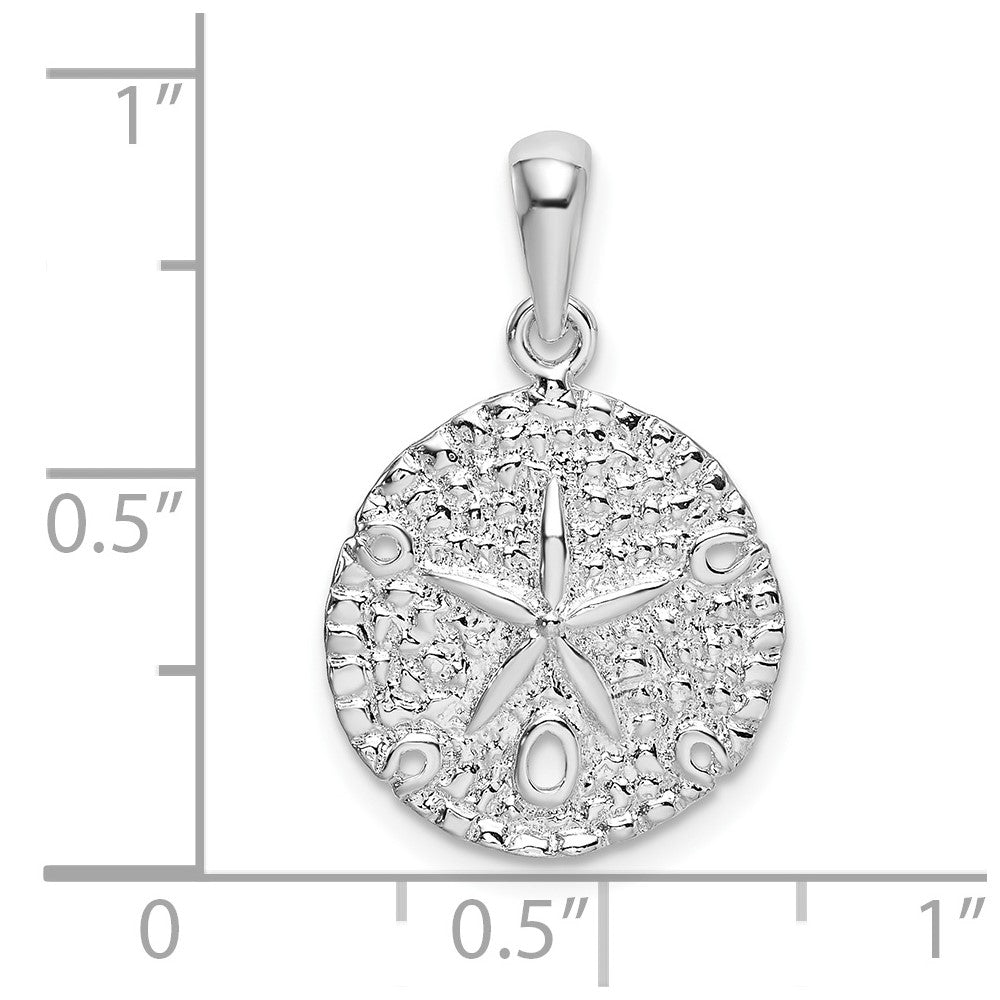 FJC Finejewelers 925 Sterling Silver Rhodium Plated Polished/Textured Sand Dollar Charm 22 x 14 mm