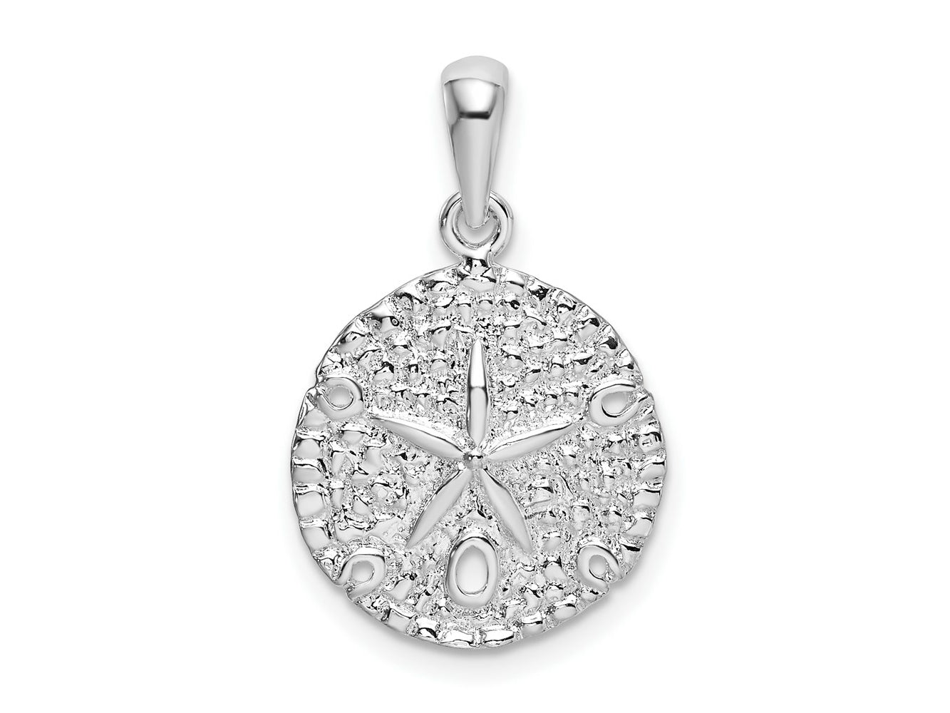 FJC Finejewelers 925 Sterling Silver Rhodium Plated Polished/Textured Sand Dollar Charm 22 x 14 mm