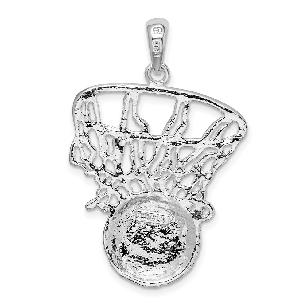 FJC Finejewelers 925 Sterling Silver Rhodium Plated Polished Basketball in Net Charm 23 mm