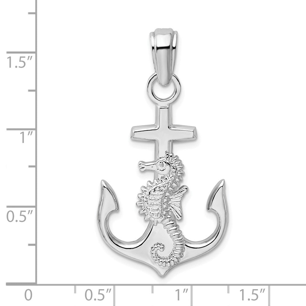 FJC Finejewelers 925 Sterling Silver Rhodium Plated Polished Anchor with Seahorse Charm 40 x 21 mm
